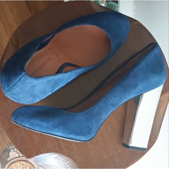 Sigerson Morrison Blue Suede Heel/Pumps - Picture 1 of 16